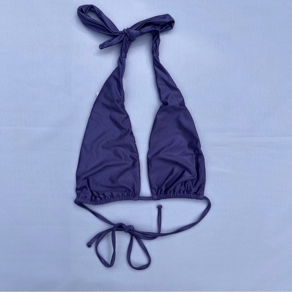 Good American Lilac Mist Shine Ruched Halter Neck Bikini Top Size XLarge/4 NWT - Picture 4 of 14